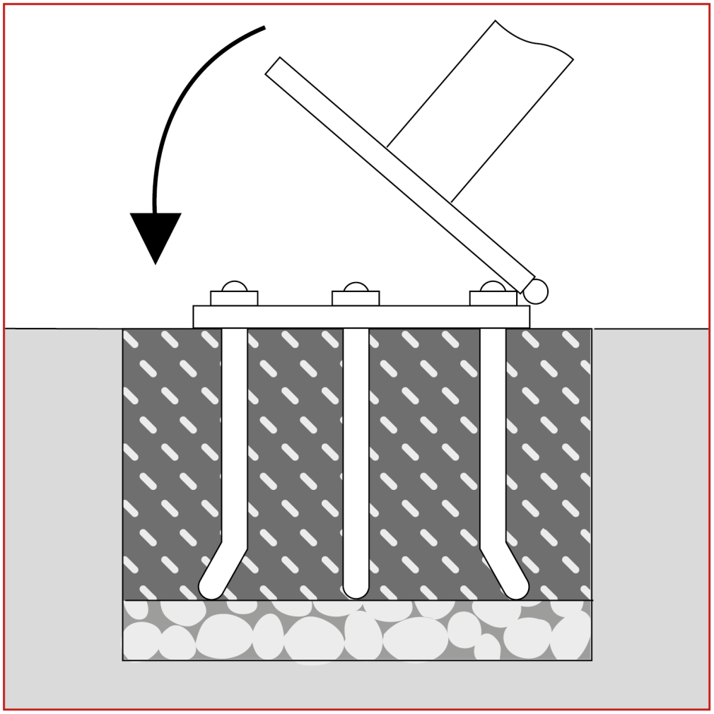 mât drapeau platine basculante