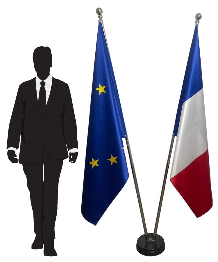 pied drapeau en marbre blanc de prestige