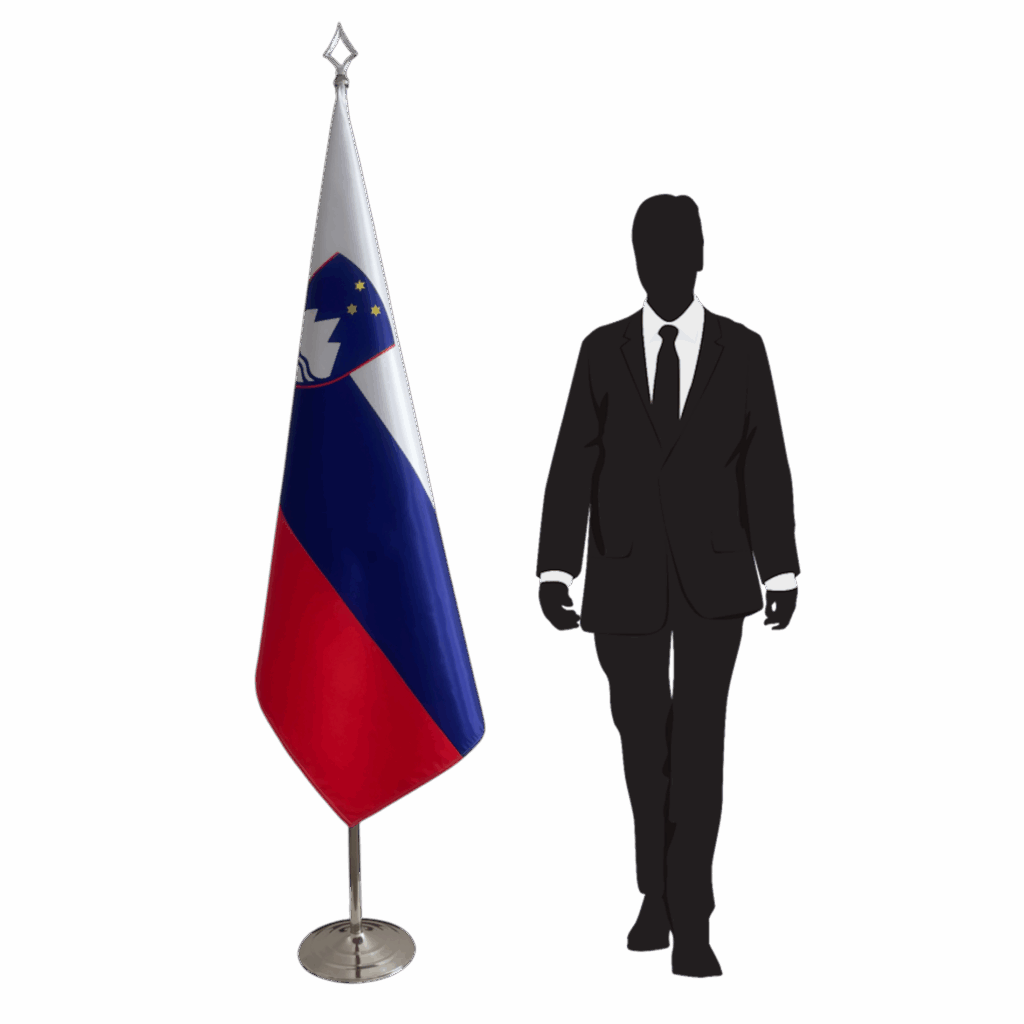 Drapeau Slovénie sur socle en marbre de protocole