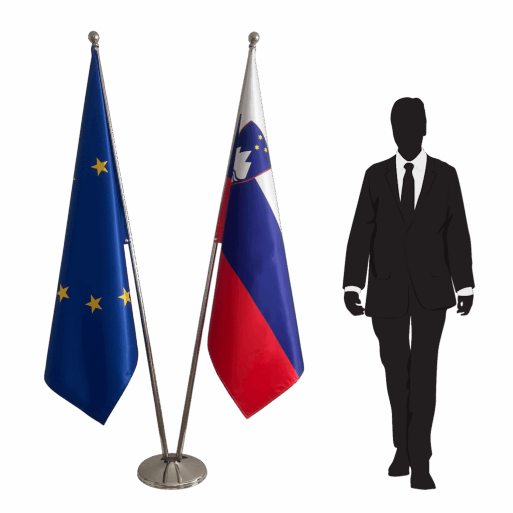 Drapeau Slovénie sur socle en marbre élégant