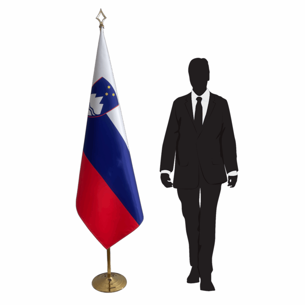 Drapeau Slovénie sur socle en marbre stable