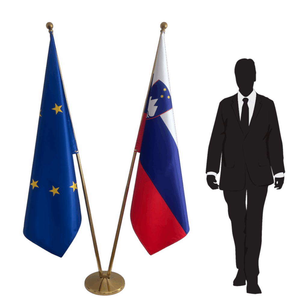 Drapeau Slovénie sur socle en marbre professionnel