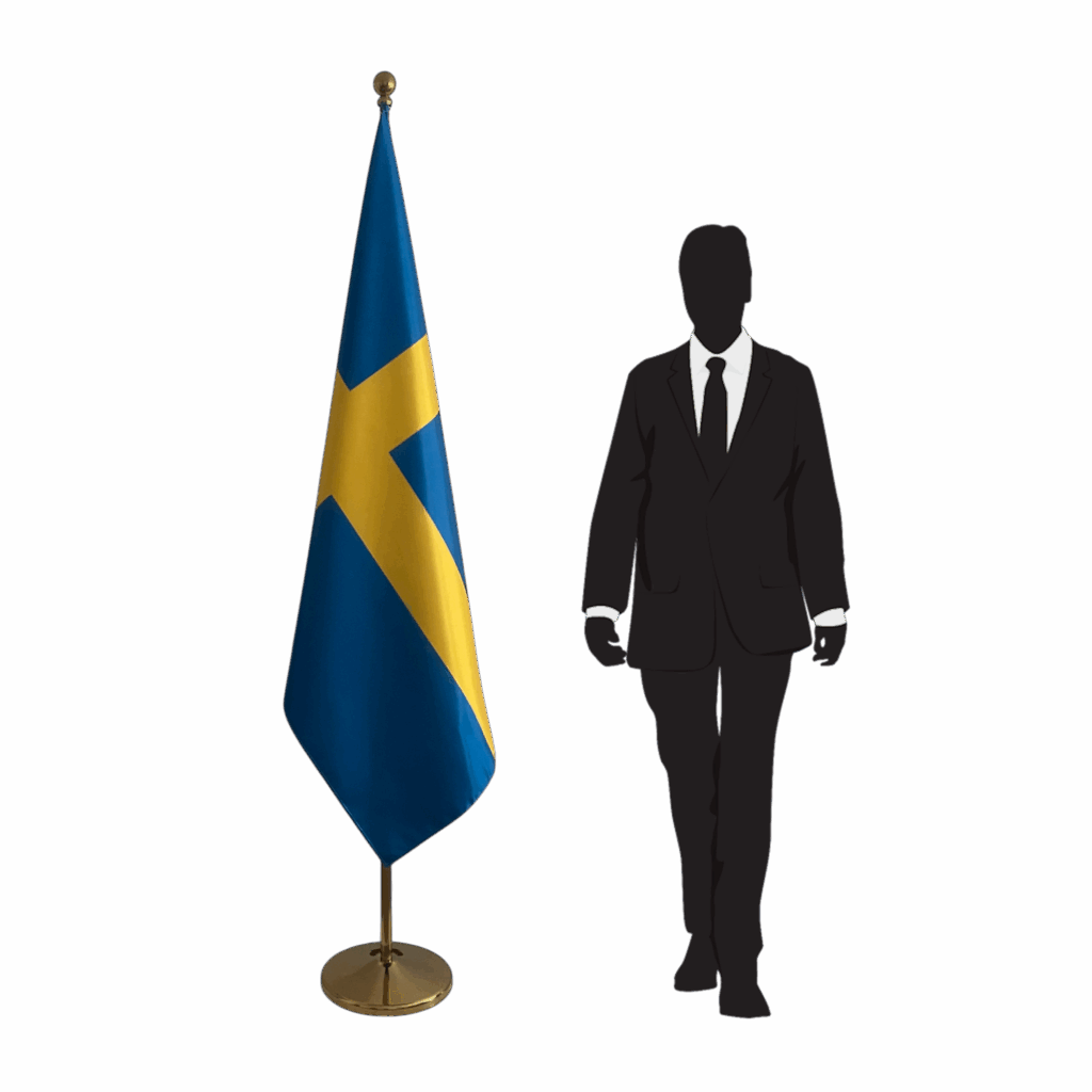 Drapeau suede sur socle en marbre stable