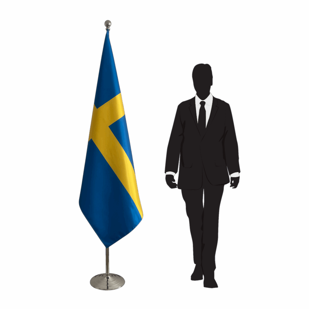 Drapeau suede sur socle en marbre robuste