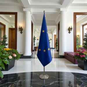Bannière UE sur socle en granit officiel
