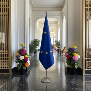 Pavillon UE sur socle en acier professionnel