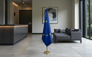 drapeau UE sur hampe
