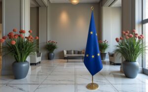 drapeau UE sur hampe