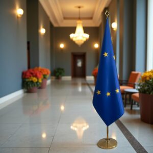 drapeau UE sur hampe