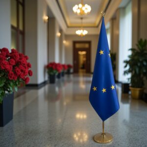 drapeau UE sur hampe