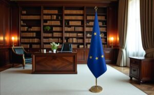 drapeau UE sur hampe