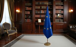 drapeau UE sur hampe