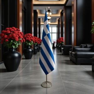 drapeau Grèce avec socle