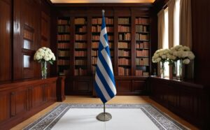 drapeau Grèce avec socle