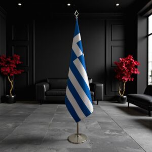 drapeau Grèce avec socle
