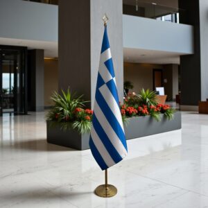 Bannière Grèce avec socle en marbre diplomatique