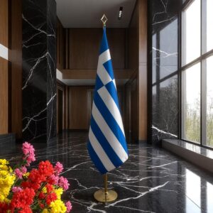 Drapeau Grèce pour socle en marbre stable