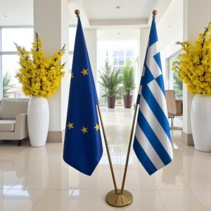 drapeau Grèce et UE sur pied