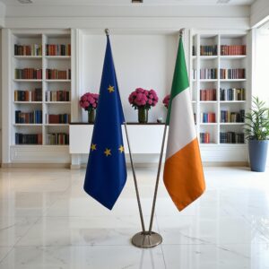 Drapeau Irlande sur socle en marbre élégant
