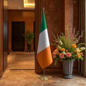 pied socle drapeau Irlande avec Irlande avec socle en bois de bureau