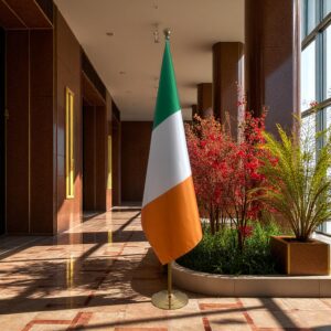 pied socle drapeau Irlande avec Irlande avec socle en bois élégant
