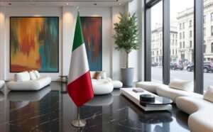 drapeau Italie sur hampe