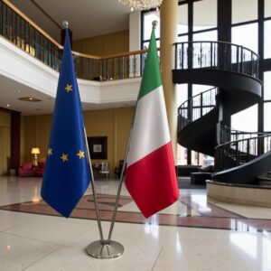 drapeau Italie sur socle