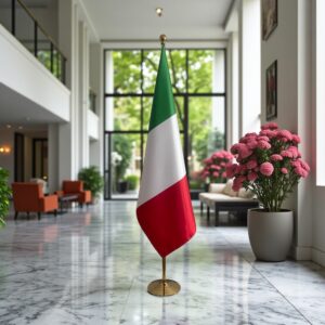 Drapeau Italie pour socle en bois raffiné