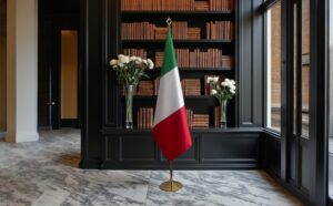 Bannière Italie pour socle en bois de protocole