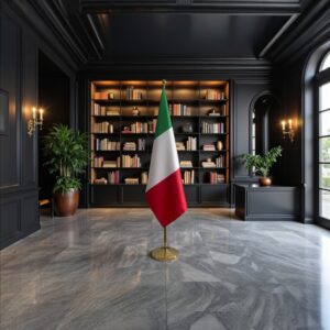 Drapeau Italie pour socle en marbre stable