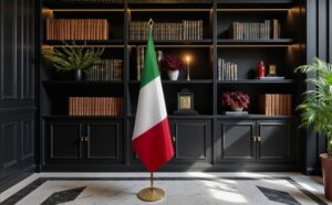 drapeau Italie avec hampe