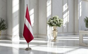 drapeau Lettonie avec pied