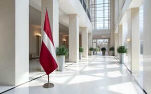 drapeau Lettonie avec pied