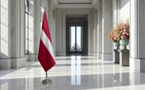 drapeau Lettonie avec pied