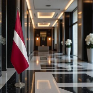 drapeau Lettonie avec pied