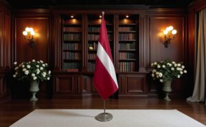 drapeau Lettonie sur hampe