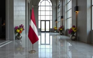 drapeau Lettonie sur hampe