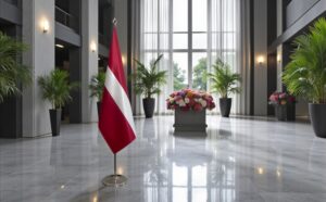 drapeau Lettonie sur hampe