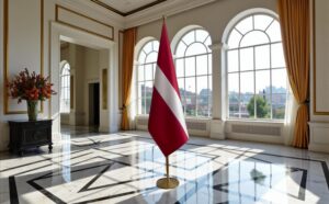 drapeau Lettonie avec socle