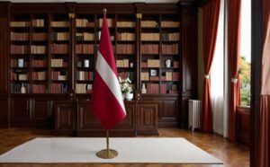 drapeau Lettonie avec socle