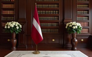 drapeau Lettonie avec socle