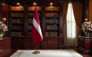 drapeau Lettonie avec socle