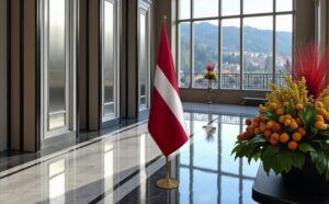 drapeau Lettonie avec socle