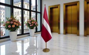 drapeau Lettonie avec socle