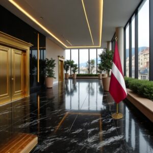 drapeau Lettonie avec socle