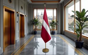 drapeau Lettonie avec socle