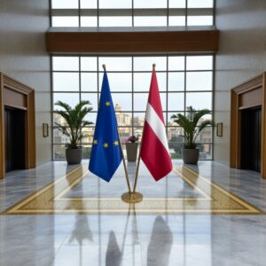 drapeau Lettonie avec socle