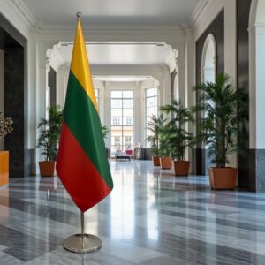 Pavillon Lituanie sur socle en inox officiel