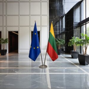Drapeau Lituanie et socle en inox de cérémonie