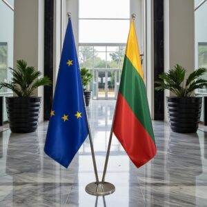 Pavillon Lituanie et socle en inox élégant